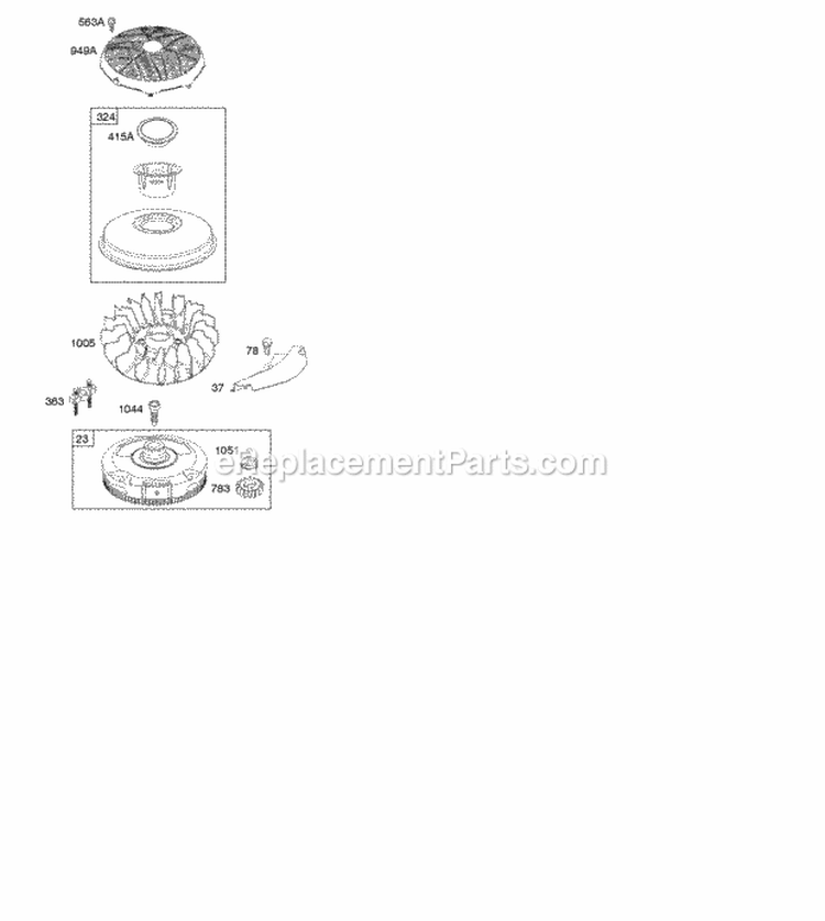 Flywheel Diagram and Parts List for 31A807-0905-G5  Briggs and Stratton Engine